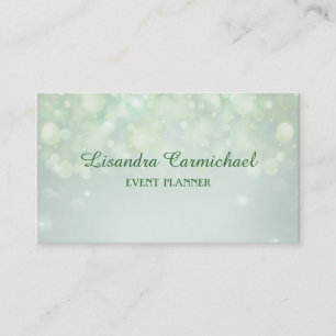 Misty Mint Bokeh Event Planner Business Cards Visitenkarte