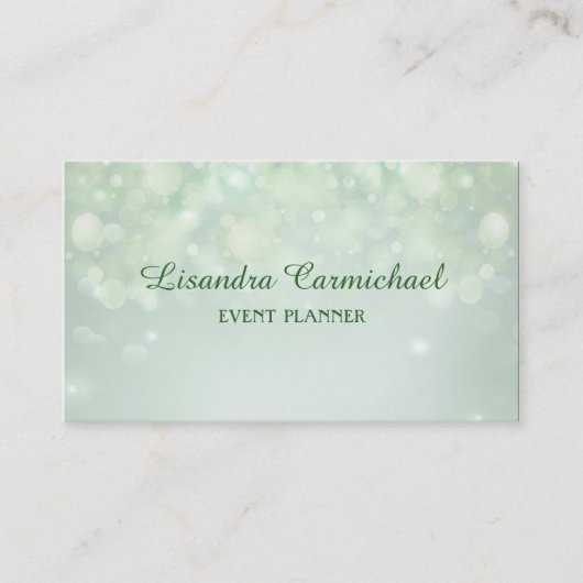 Misty Mint Bokeh Event Planner Business Cards Visitenkarte (Vorderseite)