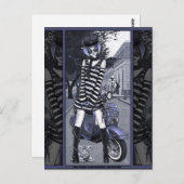 Misty Mod Moped Scooter Urban Tiger Fairy Postcard Postkarte (Vorne/Hinten)
