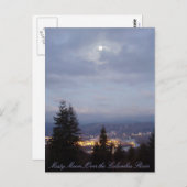 Misty Moon über dem Columbia River Postkarte (Vorne/Hinten)