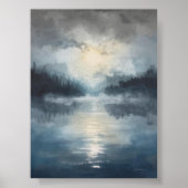 Misty Moonlit Lake Poster (Vorne)