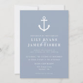 Misty Morning Blue Gray Nautical Anchor Wedding in Einladung (Vorderseite)