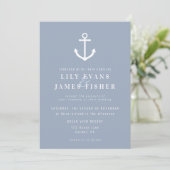 Misty Morning Blue Gray Nautical Anchor Wedding in Einladung (Stehend Vorderseite)