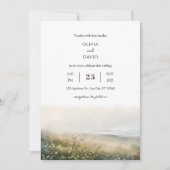Misty Morning Coastal Meadow View Beach Hochzeit Einladung (Vorderseite)