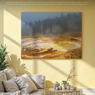 Misty Morning Geyser: Ein Yellowstone Wunderland Leinwanddruck