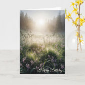 Misty Morning Meadow Birthday Karte (Gelbe Blume)