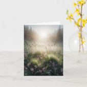 Misty Morning Meadow Note Card Karte (Gelbe Blume)