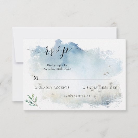 Misty Morning Meadow Wedding RSVP Karte (Vorderseite)