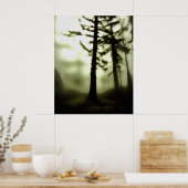 Misty Morning Monotone Forest Landschaft Poster (Küche)