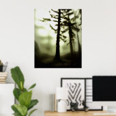 Misty Morning Monotone Forest Landschaft Poster (Heimbüro)