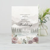 Misty Mountain Background Romance Wedding Einladung (Stehend Vorderseite)