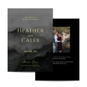 Misty Mountain Black Gold Wedding Save the Date Folieneinladung