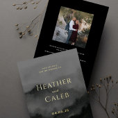 Misty Mountain Black Gold Wedding Save the Date Folieneinladung