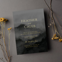 Misty Mountain Black Watercolor und Wedding Gold