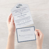 Misty Mountain Blue Gray All In One Einladung (Abreißen)