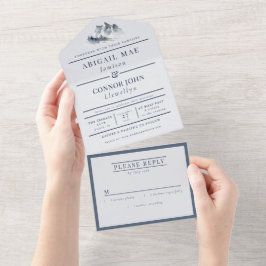 Misty Mountain Blue Gray All In One Einladung