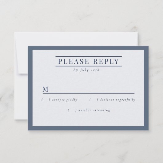 Misty Mountain Blue Gray RSVP Karte (Vorderseite)