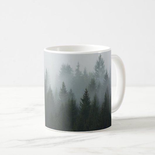 Misty Mountain Forest Autumn Fog Kaffeetasse (VorderseiteRechts)