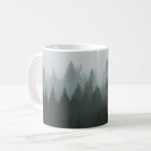 Misty Mountain Forest Autumn Fog Kaffeetasse (Vorderseite Links)