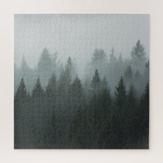 Misty Mountain Forest Autumn Fog Puzzle (Vertikal)