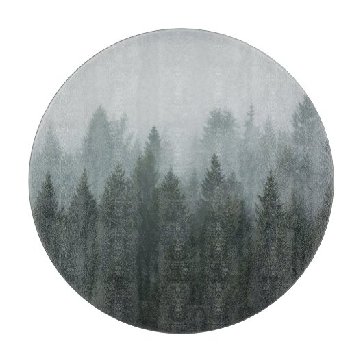 Misty Mountain Forest Autumn Fog Schneidebrett (Vorderseite)