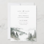 Misty Mountain Forest Foto Wedding Save The Date (Vorderseite)