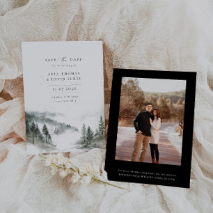 Misty Mountain Forest Foto Wedding Save The Date
