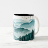 Misty Mountain Forest Landschaft Zweifarbige Tasse (VorderseiteRechts)