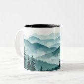 Misty Mountain Forest Landschaft Zweifarbige Tasse (Vorderseite Links)
