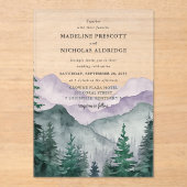 Misty Mountain Forest Watercolor Hochzeit Acryleinladungen (Vorderseite)