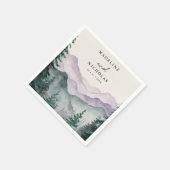 Misty Mountain Forest Watercolor Hochzeit Serviette (Ecke)