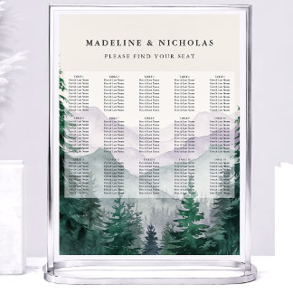 Misty Mountain Forest Wedding Chart Poster