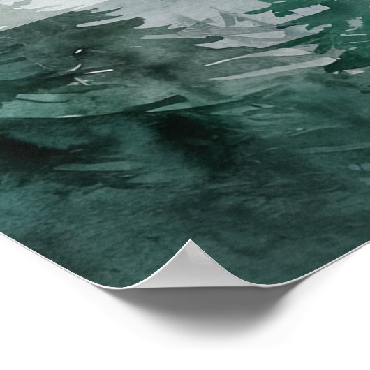 Misty Mountain Forest Wedding Chart Poster (Ecke)