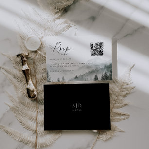 Misty Mountain Forest Wedding QR Code RSVP Karte