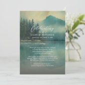 Misty Mountain Lake Celebration of Life Foto Einladung (Stehend Vorderseite)