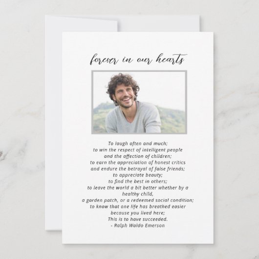 Misty Mountain Lake Celebration of Life Foto Einladung (Rückseite)