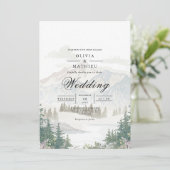Misty Mountain Landscape Wedding Einladung (Stehend Vorderseite)