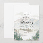 Misty Mountain Landscape Wedding Einladung (Vorne/Hinten)