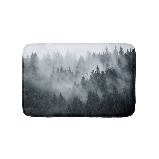 Misty Mountain Landschaft Vintager Stil Badematte (Vorderseite)
