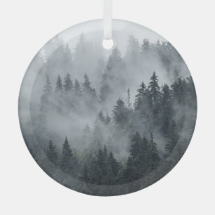 Misty Mountain Landschaft Vintager Stil Ornament Aus Glas