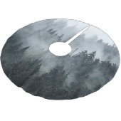 Misty Mountain Landschaft Vintager Stil Polyester Weihnachtsbaumdecke (Schrägansicht)