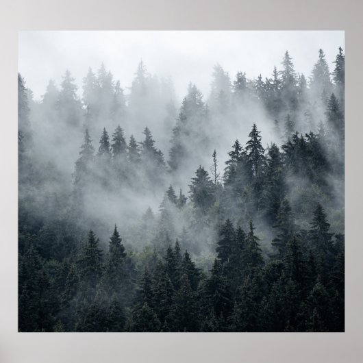 Misty Mountain Landschaft Vintager Stil Poster (Vorne)