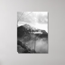 Misty Mountain Leinwand Black & White Wall Deco