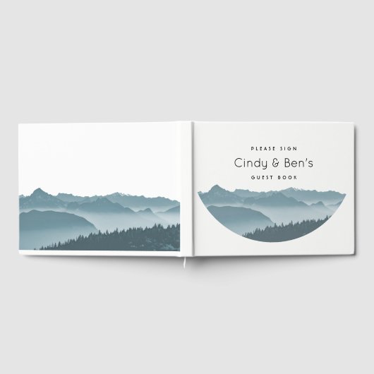 Misty Mountain Peaks Wedding Guest Book Gästebuch (Voll)