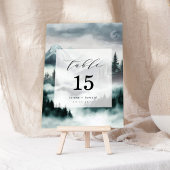 Misty Mountain Pine Forest Wedding Tischnummer