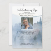 Misty Mountain Pine Tree Celebration of Life Foto Einladung (Vorderseite)