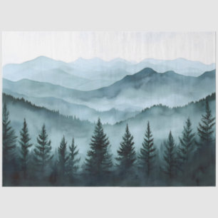 Misty Mountain Range Wasserfarbe Decoupage Seidenpapier