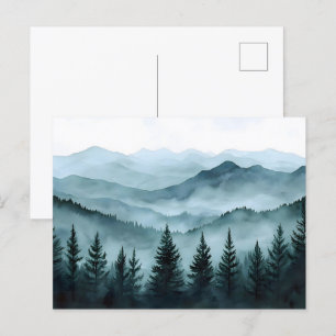 Misty Mountain Range Wasserfarbe Postkarte
