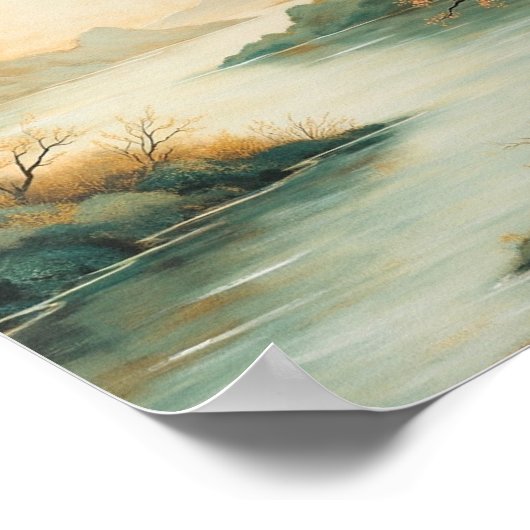 Misty Mountain River Poster (Ecke)