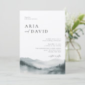 Misty Mountain Rustic Wedding Einladung (Stehend Vorderseite)